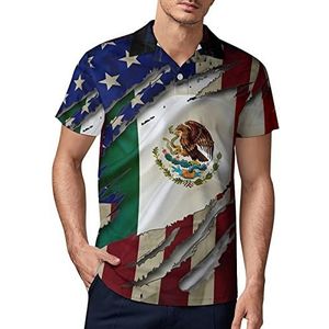 Vintage USA Mexico Vlag Mannen Golf Polo-Shirt Zomer Korte Mouw T-Shirt Casual Sneldrogende Tees XL