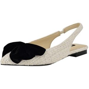 NINE WEST Junnie balletschoenen voor dames, crèmekleurig, zwart, maat 38,5, Crèmekleurig/zwart 150, 38.5 EU