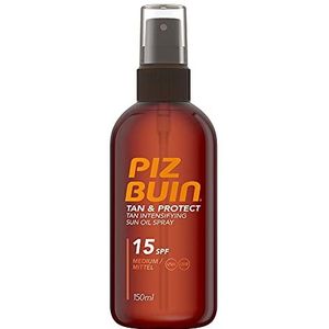 Piz Buin Tan & Protect Tan Accelerating Oil Spray, bruiningsintensieve oliespray, SPF 15, 3 x 150 ml