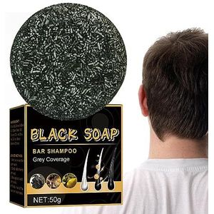 Soap Cover Bar Zeep voor Grijs Haar,Black Soap Bar Shampoo - Stevige shampoo, grijze haardekking, voedende en hydraterende shampoobars voor mannen Yanfu