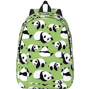 Groene Achtergrond Panda Canvas Grote Capaciteit Duffel Tas met Verstelbare Schouderriemen voor School Outdoor Sport, Zwart, S