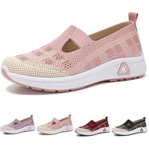 kumosaga Geweven orthopedische, ademende zachte damesschoenen, 2024 nieuwe ademende instapsneakers met steunzool for dames (Color : Pink, Size : EU40)