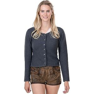 Klederdracht gebreide jas voor dames, elegante en getailleerde klederdrachtjas van hoogwaardig en licht stretchkatoen, Dirndl jas Lena, donkergrijs, XXL