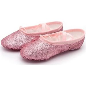 Zwarte balletschoenen meisjes balletdansschoenen yoga gym platte slippers glitter roze blauw roze roze roze rode kleuren ballet dansschoenen voor kinderen vrouwen leraar ballet, rozerood, 33 EU