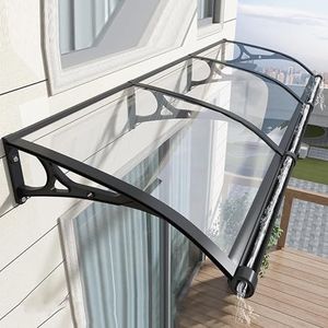 Transparante Deurluifels,Deuroverkapping,Deurdakje,Voordeur Afdak,PC-Lessenaarsluifel,Entreeluifel,Veranda Luifel,UV-Regenbescherming Tegen Sneeuw,met Zwarte Beugel(80x290cm/31""x114"")