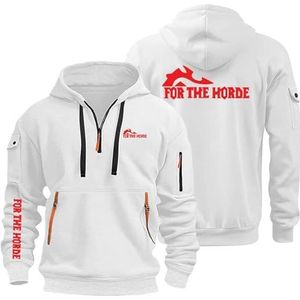 AHYAOFA Heren Solid Pullover Hoodies voor The H.or.d.e Quarter Zip Streetwear Hoody Zachte Hooded Sweatshirts Lange Mouw met Grote Pocket Jas Tops, Wit-2, 18-20