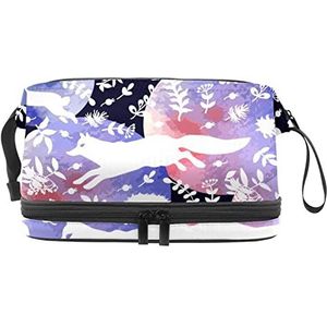 Dubbellaags Cosmetische Tas Fairy Dieren Draagbare Make-up Tas Reizen Organizer Pouch Voor Vrouwen Meisjes Toiletries Tassen, Meerkleurig, 27x15x14 cm/10.6x5.9x5.5 in, Make-up zakje