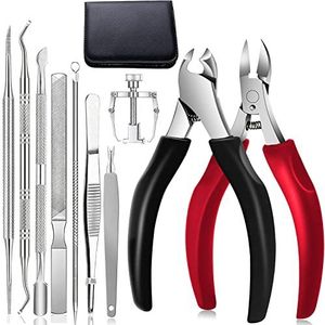 Nagelknippers - 10 Stuks Roestvrijstalen Voetnageltangset - Professionele Nagelschaar voor Dikke en Ingrowende Voetnagels