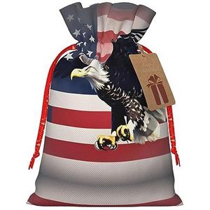 3d Bald Eagle Vliegen Met Amerikaanse Vlag Jute Trekkoord Gift Bags-Voor Kerstmis, Verjaardag En Verjaardag Vieringen