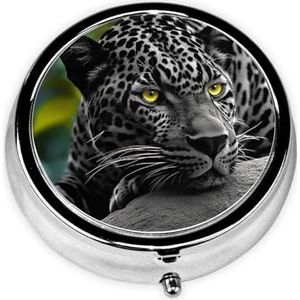 Tropische jungle panter print pillendoos 3 compartimenten kleine pillenhoes met spiegel pillenorganizer voor outdoor reizen zak portemonnee