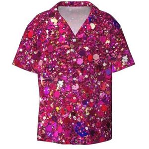 OdDdot Glitter Patroon Print Mannen Button Down Shirt Korte Mouw Casual Shirt Voor Mannen Zomer Business Casual Jurk Shirt, Zwart, XXL