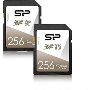 Silicon Power 2-Pack 256GB V60 R/W Up to 280/170 MB/s Superior Pro UHS-II SDXC Memory Card