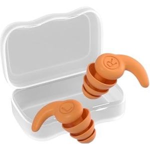 1 Paar Siliconen Oordopjes Geluidsisolatie Waterdicht 3 Lagen Annuleren Ruisonderdrukking Geluiddicht Draagbaar voor Sport Zwemmen (Oranje)