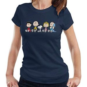 Peanuts The Gang Sit Down T-shirt voor dames, marineblauw, XXL