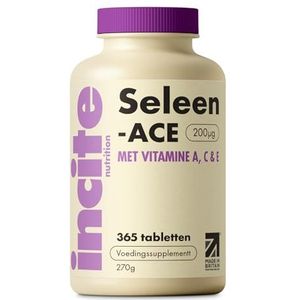 Incite Nutrition Selenium Tabletten 200 µg. 12 Maanden Voorraad Essentiële Mineralen. Selenium Nagel Supplement met Vitamines A, C en E. Voor Schildklier Ondersteuning & Antioxidant Bescherming. Vegan