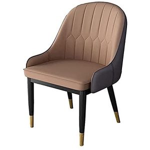 GEIRONV 1 stuks moderne eetkamerstoel, PU Lederen woonkamer zijstoel met metalen benen Keuken lounge teller stoelen 43 × 44 × 89cm Eetstoelen