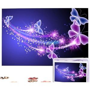 Paarse vlinderpuzzels, 1000 stukjes, gepersonaliseerde legpuzzels, fotopuzzel voor familie, foto, puzzel voor volwassenen, bruiloft, verjaardag (74,9 x 50 cm)