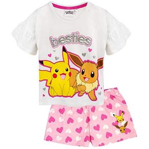 Pokemon Pyjama Pikachu & Eevee Franje Mouw Lange OF Korte Pijpen Meisjes PJs 6-7 jaar