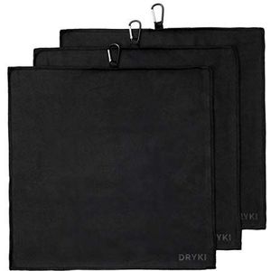 DRYKI Zweetabsorberende zakdoeken - De originele sport microvezel zakdoeken voor het afvoeren van zweet van handen, gezicht, lichaam (klassiek zwart, 3 stuks XL maat), klassiek zwart, XL (3 stuks)