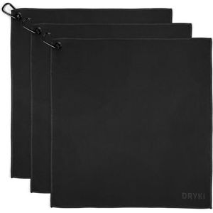 DRYKI Zweetabsorberende zakdoeken - De originele sport microvezel zakdoeken voor het afvoeren van zweet van handen, gezicht, lichaam (klassiek zwart, 3 stuks XL maat), klassiek zwart, XL (3 stuks)