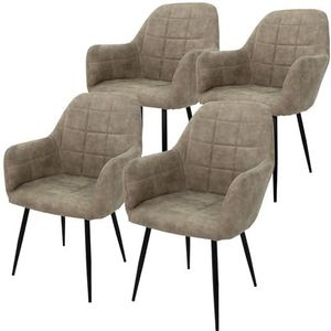 ECD Germany - Enna - Eetkamerstoelen - Steengrijs - Microvezel - Set van 4