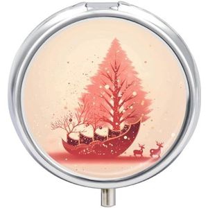 Kerststal Ronde Pillendoos Reizen Draagbare Pillenkoker 23 Compartiment Geneeskunde Metalen Tablet Vitamine Houder Organizer voor Portemonnee Pocket