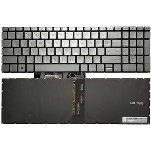 Verlicht Amerikaans toetsenbord voor HP Pavilion 15-EG 15-EH TPN-Q246 TPN-Q245 Engels met achtergrondverlichting(Silver)