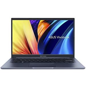 ASUS VivoBook 14 Slim Laptop, 14 inch FHD Display, Intel Core i3-1215U CPU, Intel UHD graphics, 4GB DDR4 RAM, 128 GB SSD, vingerafdruksensor, Windows 11 Home, stil blauw