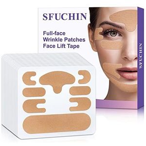 Sfuchin Gezichttape 160 stuks 2-in-1 gezichtslifttape & rimpelpatches, anti-rimpelband, dubbele kin-verwijderaar, verbanden voor rimpels in het gezicht, kinesiology tape voor rimpels