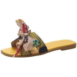 ZOIKOM Damessandalen, strandslippers, zwembadslippers voor dames, Geel, 35.5 EU