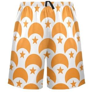 LI ZHI XIN Herenpyjamabroek, korte pyjamabroek, zomer casual shorts, elastische tailleband met trekkoord, rechte losse pasvorm met 2 zakken, S-XXL maansterpatroon, Meerkleurig, L