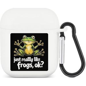 Grappige Kikker Cadeau Voor Liefhebbers Leuke Case Voor AirPods 2&1 Schokbestendige Beschermende Hoofdtelefoon Gevallen Cover Met Sleutelhanger Voor Mannen Vrouwen