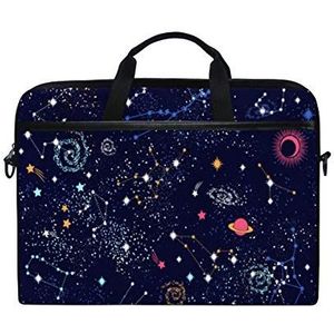 BIGJOKE Laptop Case Bag Galaxy Constellation Planet 14 inch tot 14,5 inch Aktetas Messenger Computer Sleeve Tablet Bag met Schouderband Handvat voor Kids Jongens Meisjes