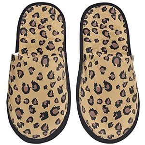 942 Huispantoffels voor dames en heren, luipaardprint, harige pantoffels, zachte herenpantoffels, antislip huisschoenen, voor binnen en buiten, geschenken, heren, Harige pantoffels 194, 3.5/6 UK