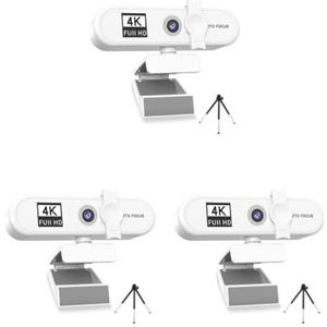 Mealoodiousmusea 3 set Computer Webcam Auto-focusing HD USB Online Verstelbare PC Camera met Microfoon Bedrade Vervanging Externe Web Cam Camcorder Wit 4 K