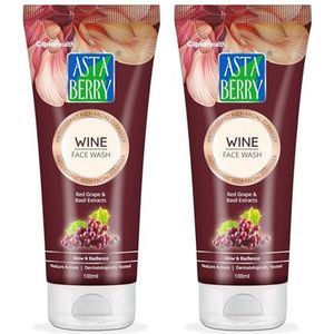 Astaberry Wine Face Wash (100 ml) - Age Defying Hydrating Cleanser- Pack van 2