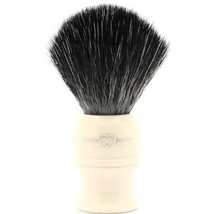 Edwin Jagger 1EJ337SYN Klassieke zwarte synthetische vezel, milieuvriendelijke veganistische exfoliërende scheerkwast voor scheerschuim of scheerzeep voor mannen en vrouwen (ivoor)