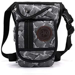 Tas Van Canvas Heren grote capaciteit Sport Camo Outdoor Bag Fietsen Travel Belt Crossbody Bag Multi-Purpose Drop Leg Arm Bag Fietsen Vissen Dij Heuptas (Color : Gray, Size : 15x6x28cm)