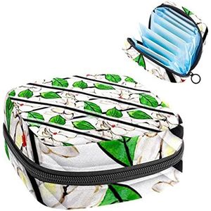 Periode Pouch Draagbare Tampon Opbergtas,Tampon Houder voor Portemonnee Vrouwelijke Product Organizer,Bloemen Streep Bloem, Meerkleurig, 4.7x6.6x6.6 in/12x17x17 cm