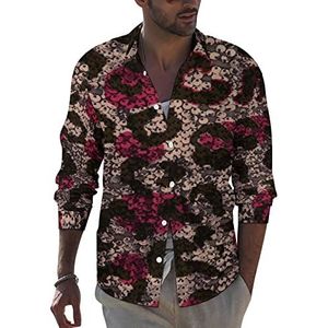 Luipaard pailletten patroon heren button down lange mouw casual strand tops met zak normale pasvorm