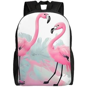 RLDOBOFE Love Flamingo Rugzak Voor Vrouwen Mannen Reizen Laptop Rugzak Casual Dagrugzak Lichtgewicht Reistas, Zwart, One Size, Reizen Rugzakken