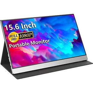 cocopar Draagbare monitor, 15,6 inch FHD HDR FreeSync Zero Frame USB-C-computerdisplay met dual type C-mini-HDMI voor laptop, pc-telefoon, Mac Surface Xbox PS4/5, met Smart Cover