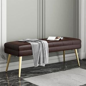 Moderne slaapkamereinde van bedbank, kunstleer gestoffeerde Ottomaanse zitbank met metalen poten, comfortabele voetenbank schoenenbank multifunctionele banken (Color : Brown, Size : 80x40x47cm(31x16