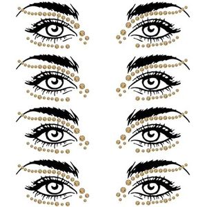 Gezichtsjuwelen - zelfklevende strass gezichtsjuwelen voor make-up, party & rave looks - oogedelstenen, face-glitter, festivalgezichten, glittertatoeages, zelfklevende festivaledelstenen