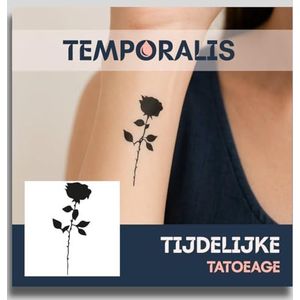 Rozen tattoo – Temporalis® | Tijdelijke tatoeages voor vrouwen & mannen – Nep tattoo vegan & waterbestendig – EU-cosmetica – Blijft 1-2 weken [ Tatoeage Silhouet ]