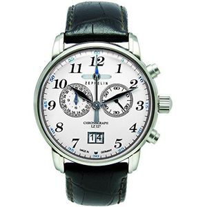 Zeppelin Heren chronograaf kwarts horloge met lederen armband 76861, bruin/meerkleurig, klassiek
