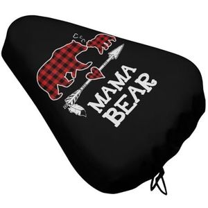 Rode Plaid Buffalo Mama Bear Fiets Seat Cover Waterdichte Fiets Seat Kussen Cover Protector Zadel Cover Voor Outdoor Fietsen