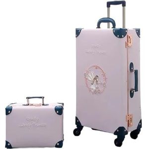 Koffer Vintage Bloemen PU Reistas Rolling Bagage Sets 13 20 22 24 26 Inch Vrouwen Retro Trolley Koffer (Color : As the picture shows-05, Size : 20inch)