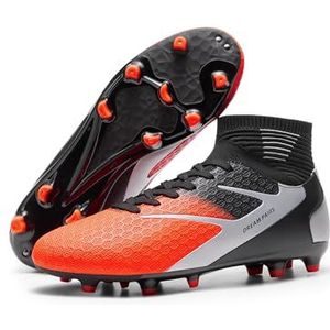 DREAM PAIRS Voetbalschoenen voor heren, professionele trainingsschoenen, professionele noppen, spikes, veters, voetbalschoenen, oranje, 39 EU