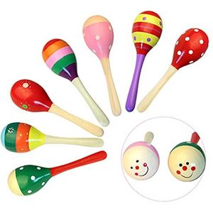 Tianyis 5 Stks Houten Maracas, Houten Rammelaar, Leuke Mini Zandhamer, Maracas Muziekinstrument Speelgoed, Vroege Onderwijs Muziek Speelgoed voor Kids(Willekeurig Kleur)